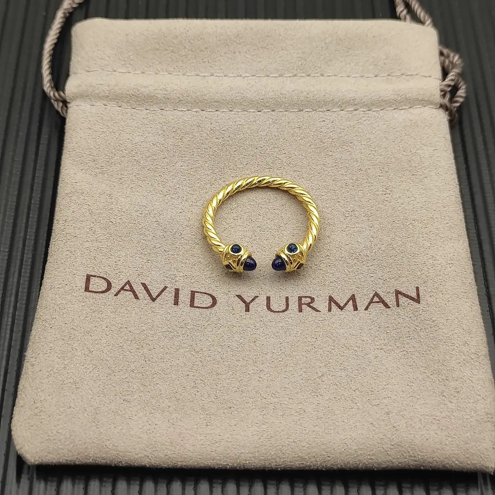 David Yurman Gold Blue Chalcedony Ring